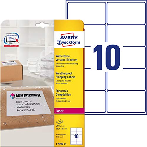 Avery Zweckform L7992-25 Weatherproof Packaging Labels... - Amazon Royaume-Uni à 10.24€
