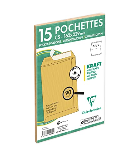 Clairefontaine 74215C - Paquet de 15 Pochettes Kraft... - Auto & Moto en promo à 2.99€