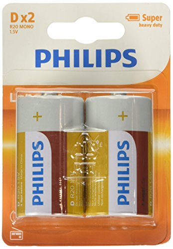 PHILIPS AUDIO LongLife - Pila R20 D, pack 2-blister... - Fournitures Bureau Amazon Espagne à 1.99€