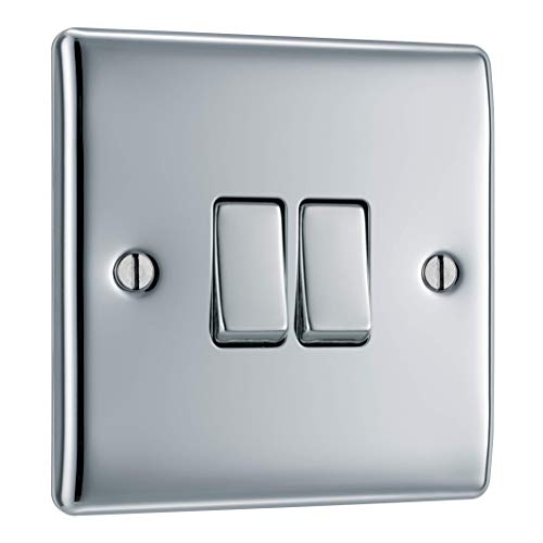 BG Electrical NPC42 Double Light Switch, Polished Chrome, 2... en promo sur Amazon