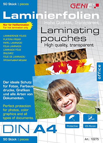 Genie Pochettes de plastification A4 125 micron Lot de 50... en promo sur Amazon