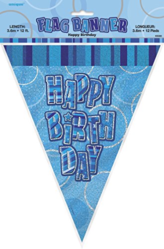 Unique Party 55300 - 12ft Foil Glitz Blue Birthday Bunting... - Maison & Cuisine Amazon Royaume-Uni à 1.98€