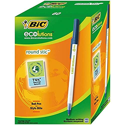 BIC Ecolutions Round Stic Pens - Blue (Box of 60) - Amazon Royaume-Uni à 6.99€