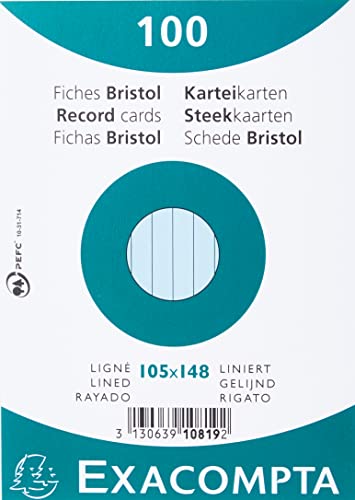 100 fiches sous film - bristol ligne - Fournitures Bureau en promo à 6.23€