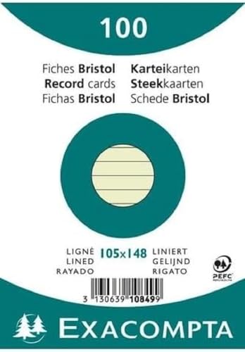 Exacompta - Réf. 10849SE - Paquet de 100 fiches bristol... - Auto & Motorcycle Amazon France à 5.52€