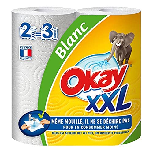 Okay Essuie, XXL , 2 Rouleaux en promo à 3,25€ (-79%) sur Amazon FR