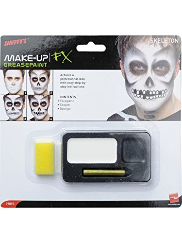 Smiffy's Kit squelette, peinture du visage, crayon noir et... en promo à 3,39€ (-32%) sur Amazon FR