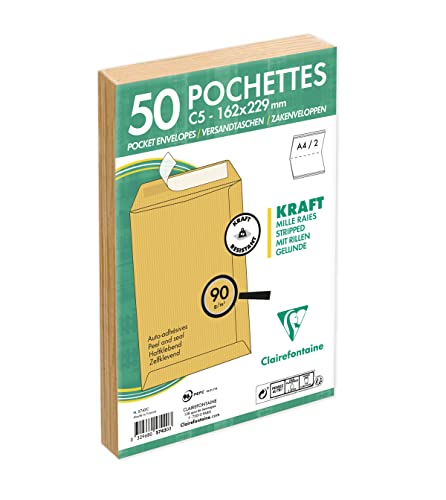 Clairefontaine 5742C - Paquet de 50 Pochettes Kraft... - Auto & Moto en promo à 5.58€
