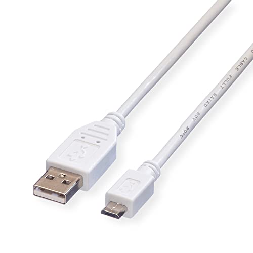 VALUE USB 2.0 Kabel, USB A ST - Micro USB B ST, weiß, 0,8 m - High-Tech & Électronique en promo à 2.29€