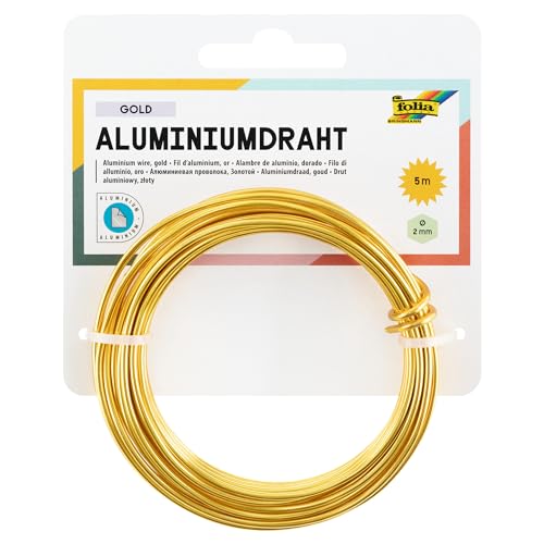 Folia 79665 Fil d'aluminium doré 2 mm x 5 m Ultra Facile à... - Maison & Cuisine Amazon France à 3.99€