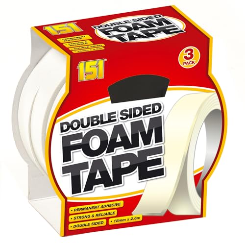151 Double Sided Foam Tape, 3 Rolls, 18Mm X 2.6M, White - Maison & Cuisine Amazon Royaume-Uni à 4.31€