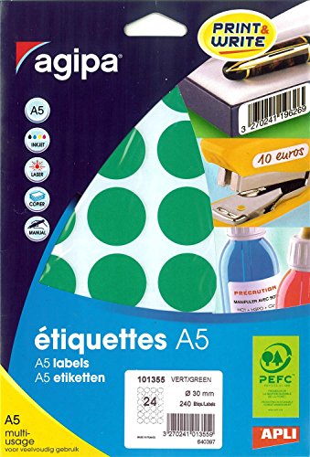 APLI 101355 Multi-Purpose Dots Diameter 30 mm Pack of 240... - Fournitures Bureau en promo à 4.86€