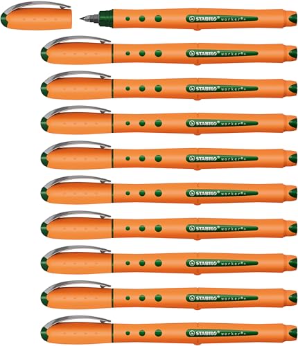 STABILO Rollerball worker+ Fine - Box of 10 - Green - Sports & Fitness en promo à 20.02€