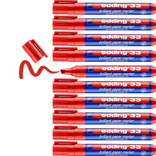 Edding 33 Marqueur papier à encre brillante - rouge - 10... - Maison & Cuisine Amazon France à 20.98€