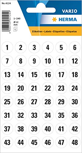 HERMA Numbers 1-240 Lot de 5 feuilles autocollantes en... - Auto & Moto Amazon France à 4.34€