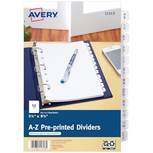 Avery 11313 Preprinted Tab Dividers, 12-Tab, 8 1/2 x 5 1/2... - Amazon Royaume-Uni à 4.86€