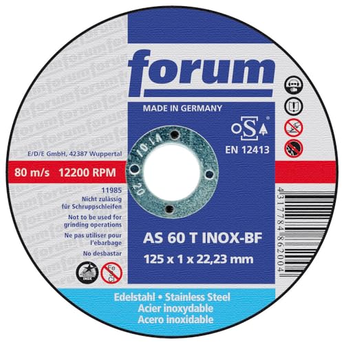 Forum Trennscheibe für Edelstahl 125 x 1,0 mm, ger.... - Bricolage & Outils Amazon Allemagne à 4.58€