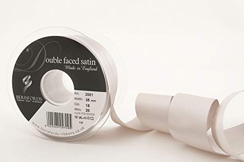 Berisfords Double Satin Ribbon, Silver Grey, 35 mm - Deal du jour à 5.08€