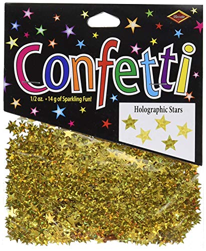 Beistle CN057 Gold Holographic Stars Confetti, 1/2-Ounce - Fournitures Bureau en promo à 11.10€