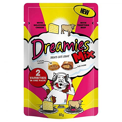 Dreamies Mix Cat Treats with Cheese & Beef, 60g - Animalerie Amazon Royaume-Uni à 1.65€