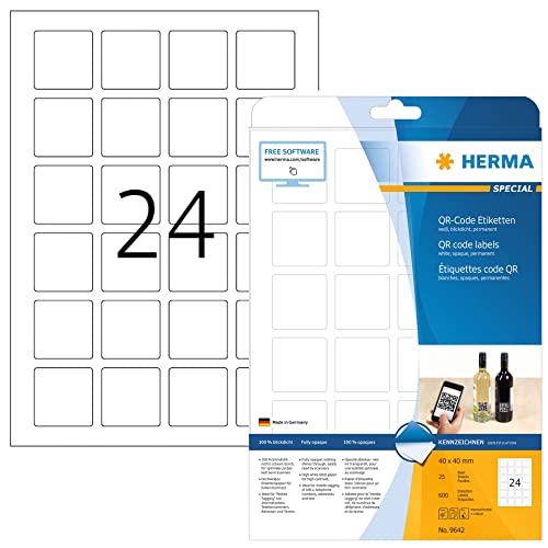 HERMA Self-Adhesive QR Code Labels - 24 per A4 Sheet, 25... - Maison & Cuisine en promo à 6.17€