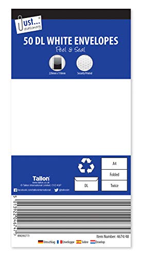 Tallon Just Stationery DL Peel & Seal Envelopes - White... - Fournitures Bureau Amazon Royaume-Uni à 1.90€
