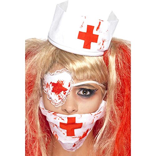 Bloody Nurse Kit White with Mask Headpiece & Eyepatch Blood... - Amazon Royaume-Uni à 1.99€