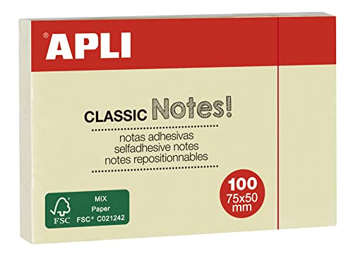 APLI 10971 - Notes Adhésives Jaune Classique - 100 Feuilles... - Auto & Moto Amazon France à 0.55€