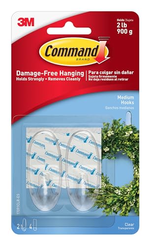 Command Lot de 2 crochets moyens et 4 bandes adhésives... en promo à 9,32€ (-54%) sur Amazon FR