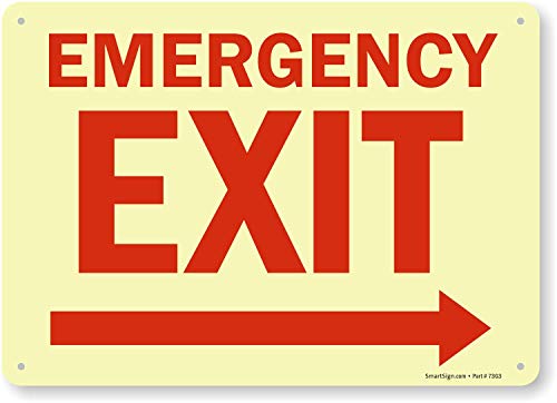 SmartSign Photoluminescent Aluminum Sign, Legend "Emergency... - Fournitures Bureau en promo à 23.28€
