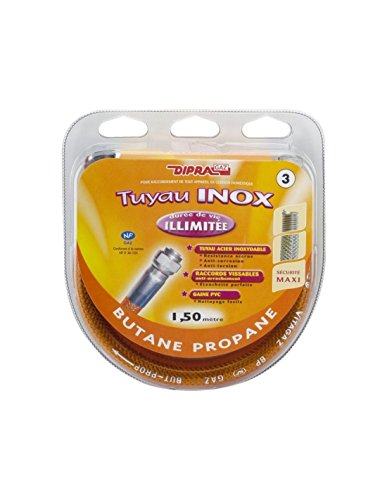 DIPRA - Edelstahlschlauch für Butangas - Propan, 150 cm - Nouvelle promo Amazon à 12.50€