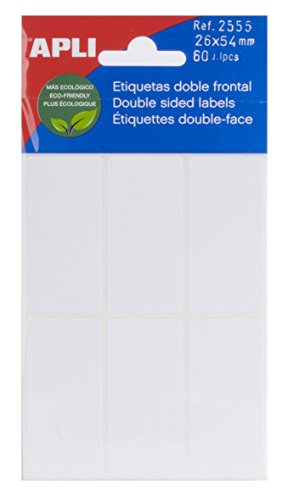 APLI 2555 White Double Front Labels (26 x 54) 5 Sheets - Fournitures Bureau Amazon Royaume-Uni à 2.45€