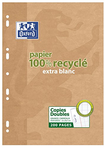 Oxford 100105676 Etui de Copies Doubles perforées Recycle... - Auto & Moto Amazon France à 8.26€