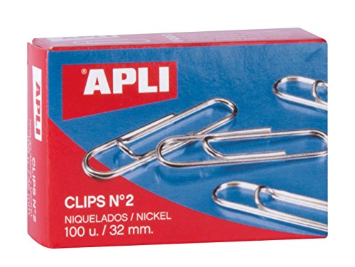 APLI 11711 - Clips niquelados nº2 32 mm 100 u. - Fournitures Bureau Amazon Espagne à 0.85€