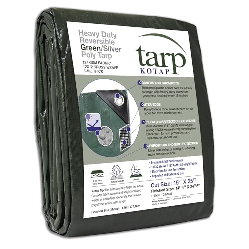 Kotap 15-ft X 25-ft schwere 12 von 12 Kreuz Weave 8-mil... - Amazon Allemagne à 37.79€