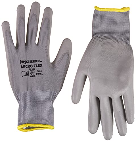 Micro Flex Gants de travail - Mixte - Gris - XL en promo à 6,23€ (-58%) sur Amazon FR