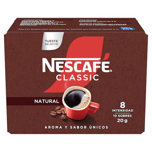 Nescafé Clásico Natural Café Soluble, 10 Sobres - Épicerie Amazon Espagne à 0.99€