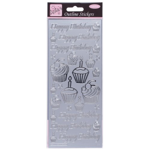 Anitas Outline Stickers, Birthday Cupcake, Silver, For... - Toys & Games Amazon UK à 1.50€