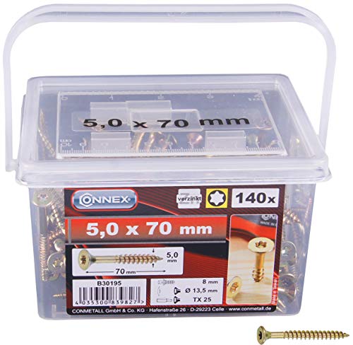 CONNEX B30195 - Secchio per viti Uni-Screws, 5,0 x 70 TX... - Bricolage & Outils en promo à 12.30€