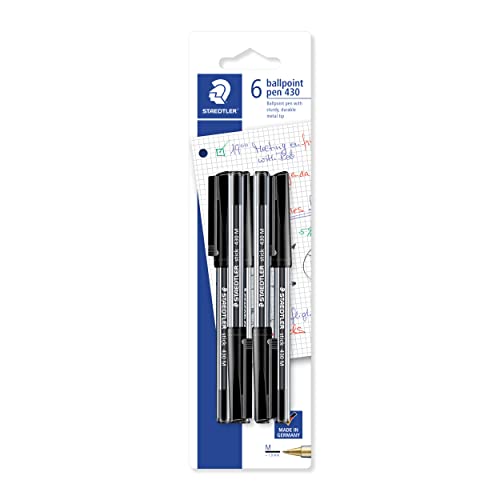 Staedtler Medium Stick 430 Ballpoint Pen, Black, Pack of 6 - Sports & Fitness en promo à 3.35€
