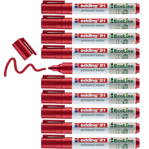 edding 21 Ecoline permanent marker - red - box of 10... - Jardin & Extérieur Amazon Royaume-Uni à 6.05€