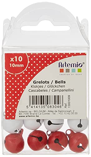 Artemio 10-Piece Bells White and Red, Multi-Colour - Loisirs Créatifs en promo à 2.18€