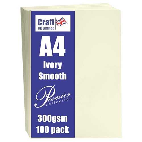 Craft UK A4 300Gsm-100 Sheets, Card, Ivory, 29.6 x 21 x 0.1... - Home & Kitchen Amazon UK à 4.46€