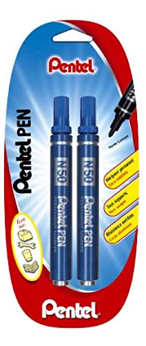Pentel N50 Lot de 2 Marqueurs Permanent Pointe Conique Bleu - Fournitures Bureau Amazon France à 1.88€