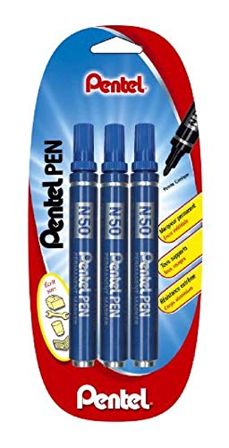 Pentel N50 Lot de 3 Marqueurs Permanent Pointe Conique Bleu - Fournitures Bureau Amazon France à 2.82€