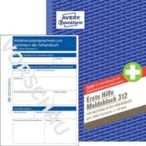 Avery ZWECKFORM ERSTE HILFE MELDEBLOCK 312, DIN A5, 50 Blatt - Livres & eBooks Amazon France à 9.47€