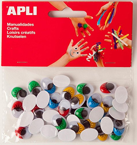 APLI 13059 - Sachet de 40 Yeux mobiles ovales avec cils... - Jouets & Jeux en promo à 2.39€