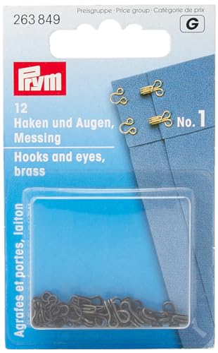 Prym Brass No.1 Hooks and Eyes 12 Pieces, Size 12 mm...