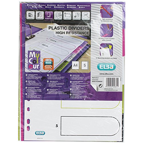 Oxford myColour A4 Plastic Index Blank 5 Sheets 5 Pieces - Nouvelle promo Amazon à 5.16€