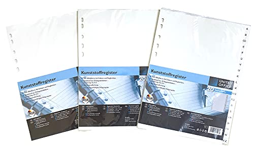 United® Office Kunststoffregister A-Z Registerblätter Weiß - Fournitures Bureau Amazon Allemagne à 1.49€
